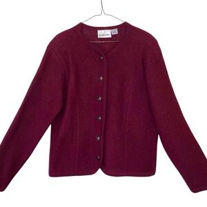 Women's Wool Burgundy Cardigan Sweater Vintage Size M